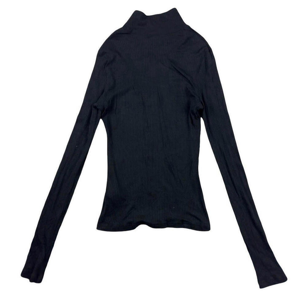 Diesel Ribbed Knit Turtleneck Top Black Size M